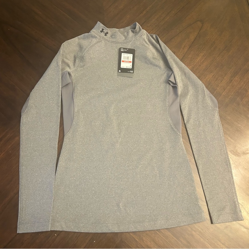 Under Armour Womens Neck T-Shirt, Charcoal Light Heather Black, X-Small New - Picture 2 of 9